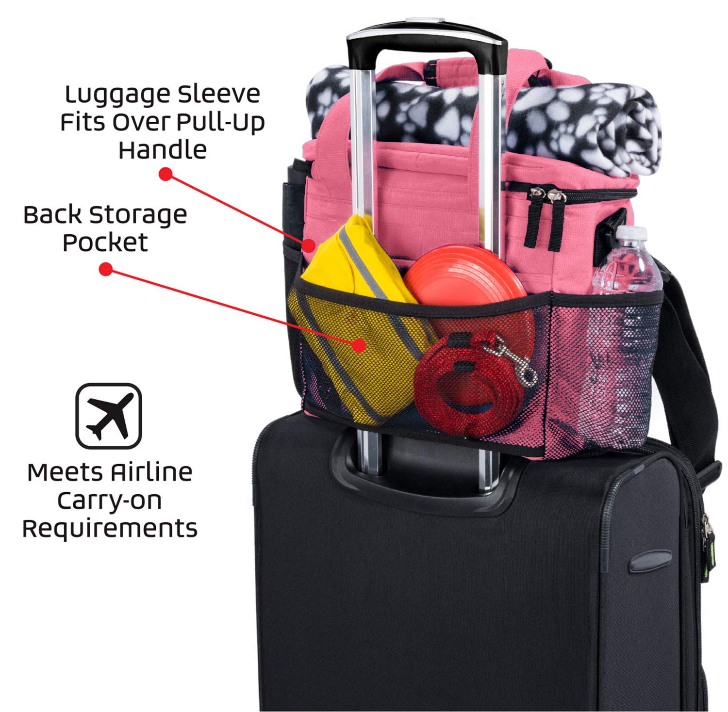 Mobile Dog Gear Week Away bag inside mesh pocket for small item storage