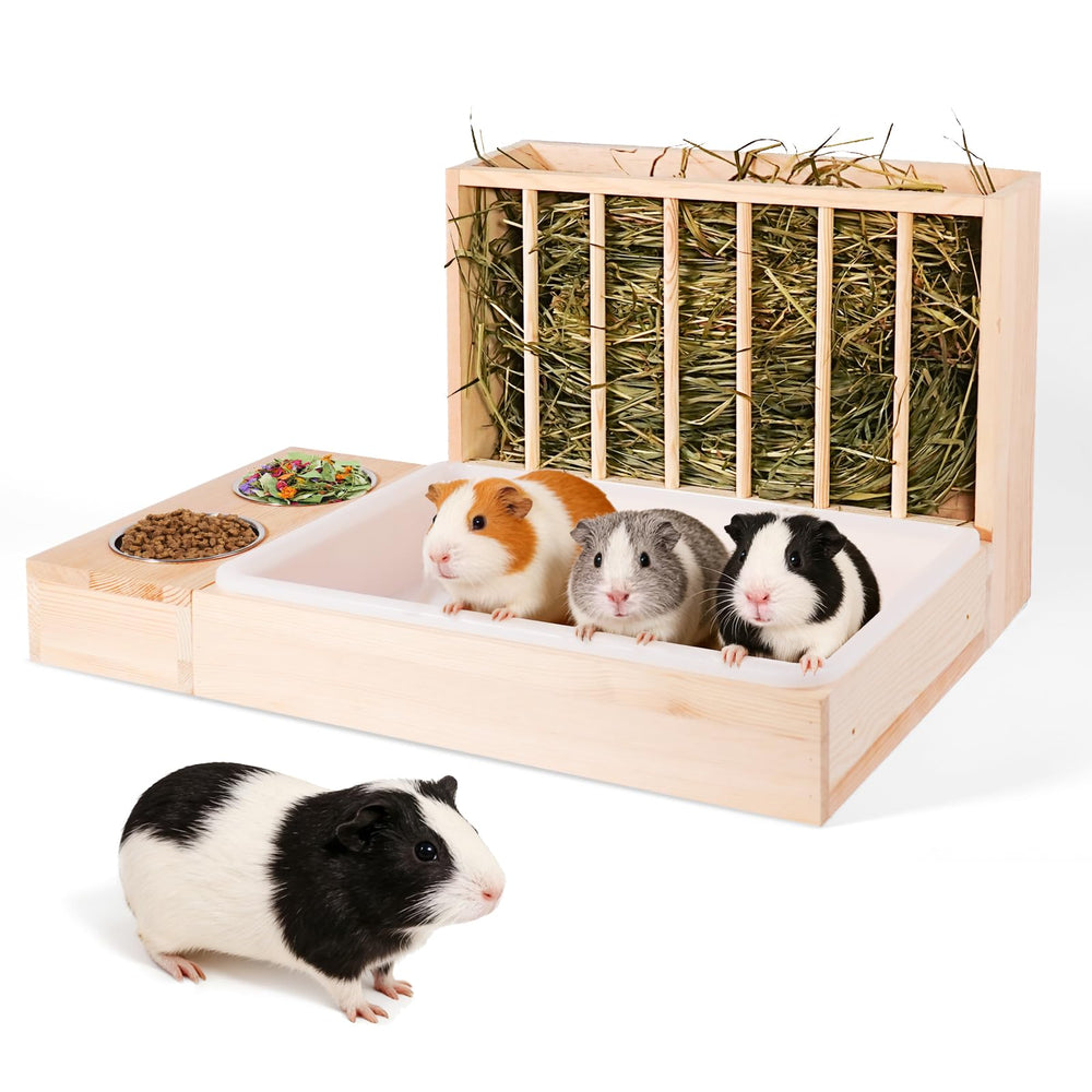 MOBYKE 3-in-1 hay feeder and litter box keeps guinea pig areas tidy