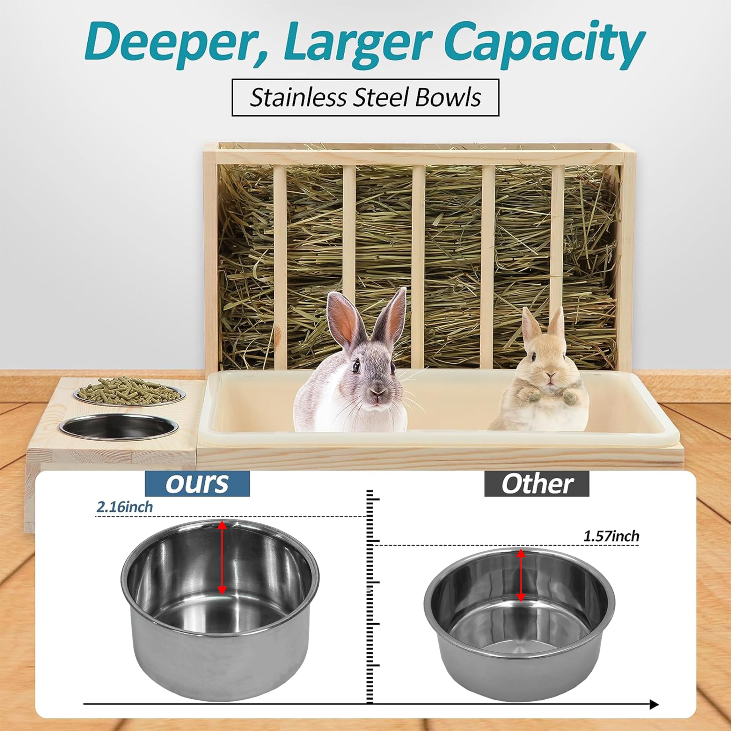 MOBYKE deeper stainless steel bowls help contain food and water.