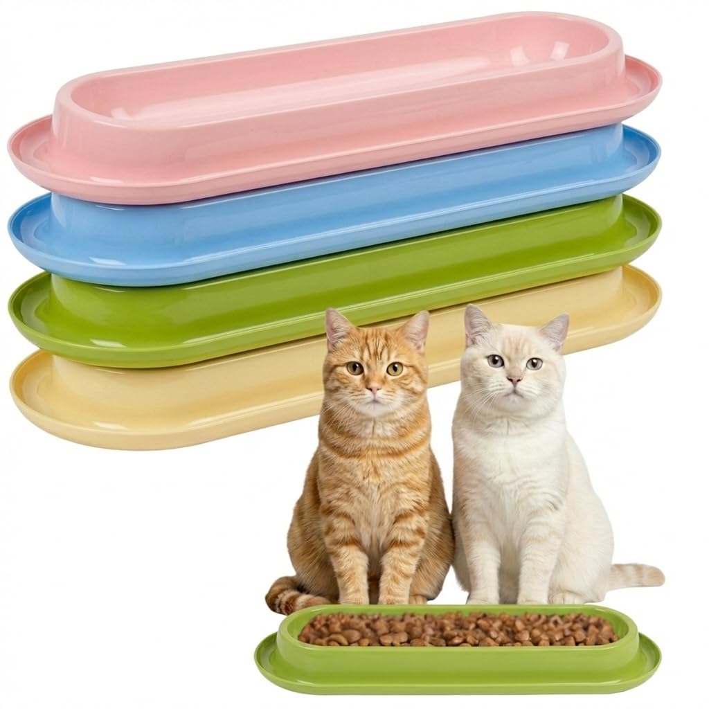 MOCHENG HUA long feeding bowls ideal for multi-cat homes with a non-slip base.