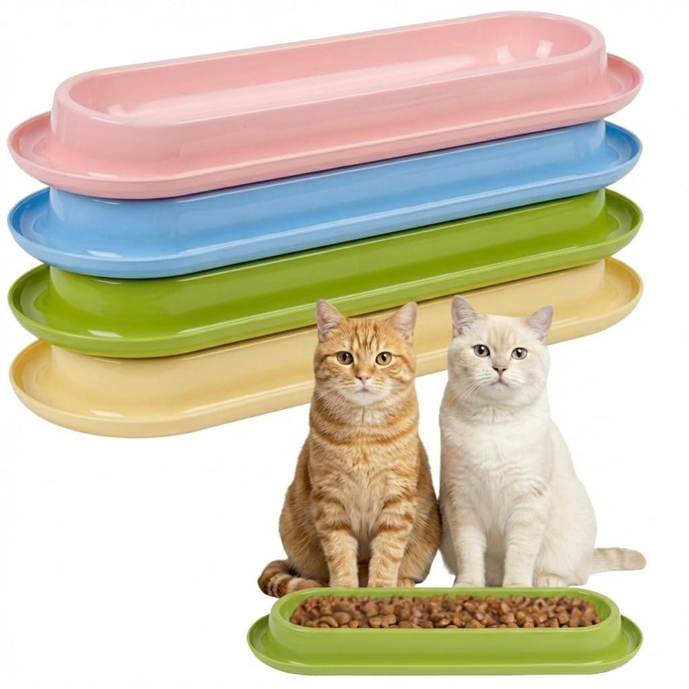 MOCHENG HUA long feeding bowls ideal for multi-cat homes with a non-slip base.