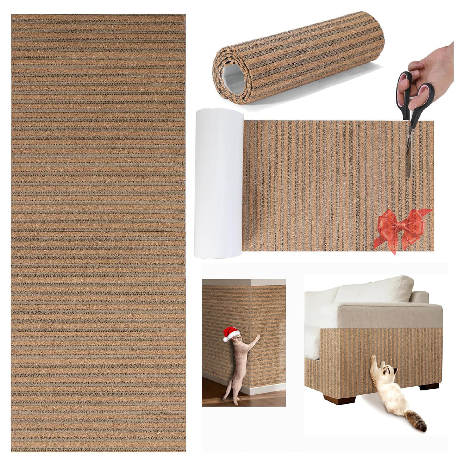 Mocherpion natural cork cat scratch mat with dual textures to entertain cats and deter from furniture.