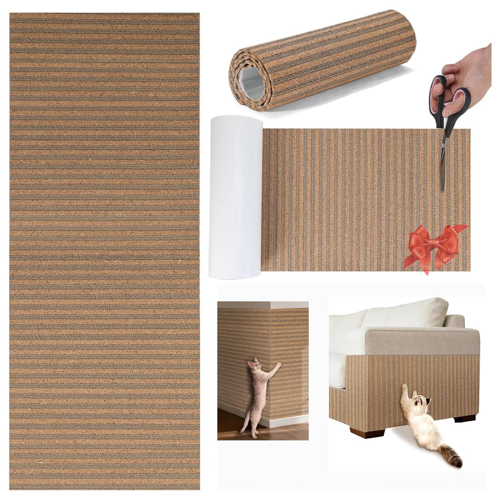 Mocherpion natural cork cat scratch mat shows dual textures for engaging scratching