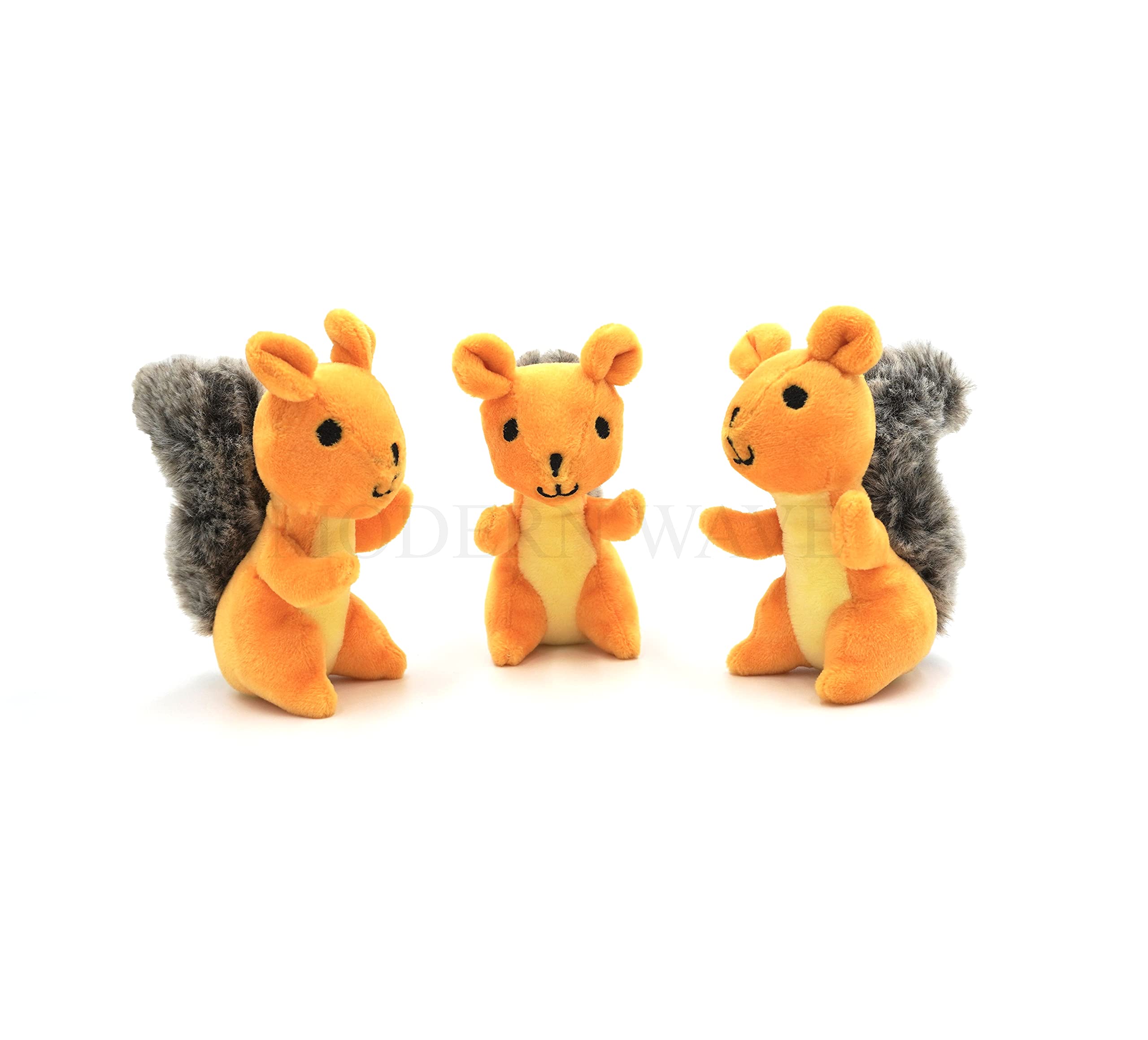 MODERN WAVE beige plush squirrel toy invites interactive challenge during play