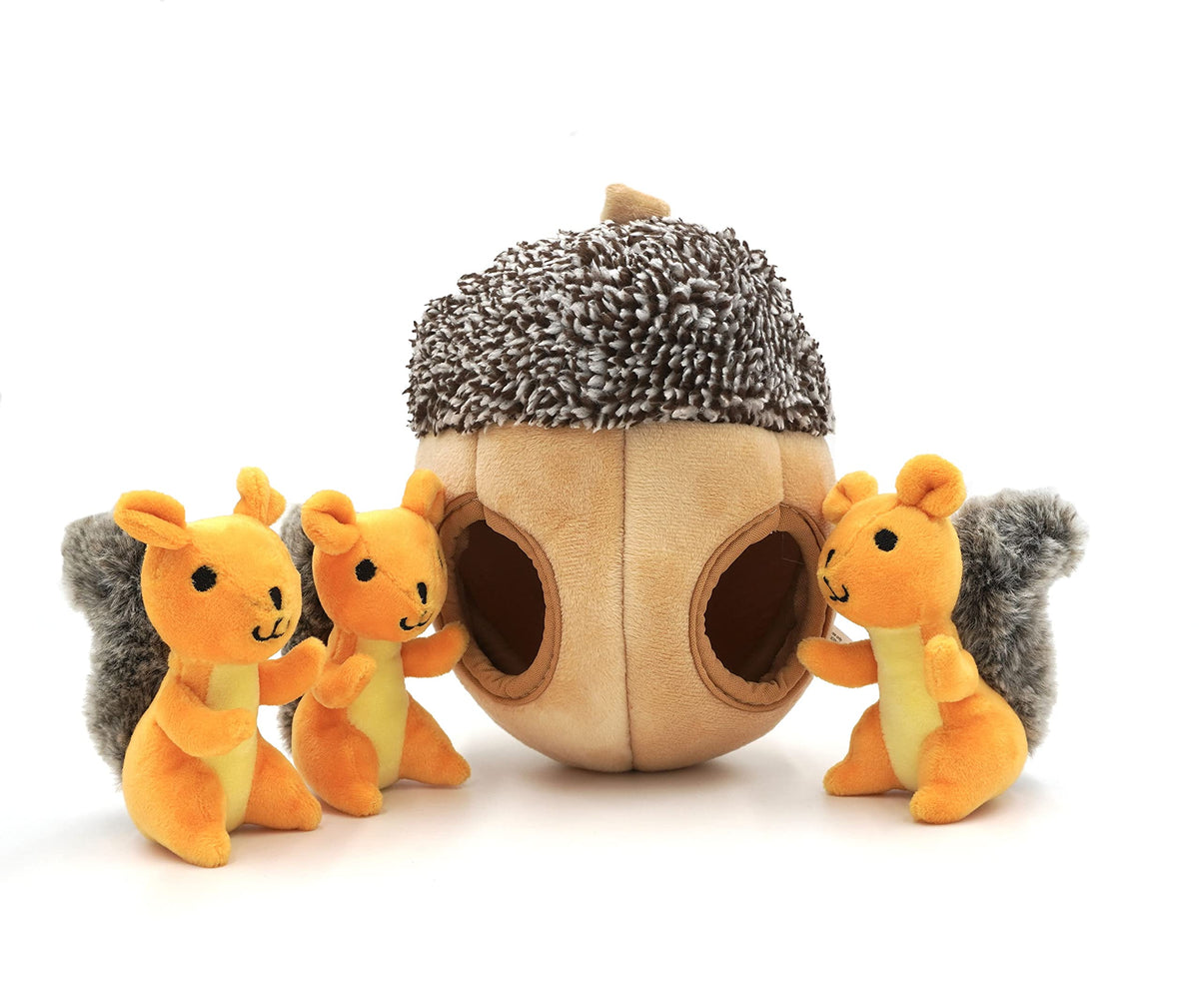 MODERN WAVE interactive plush hide-seek acorn with holes for engaging dog puzzle play