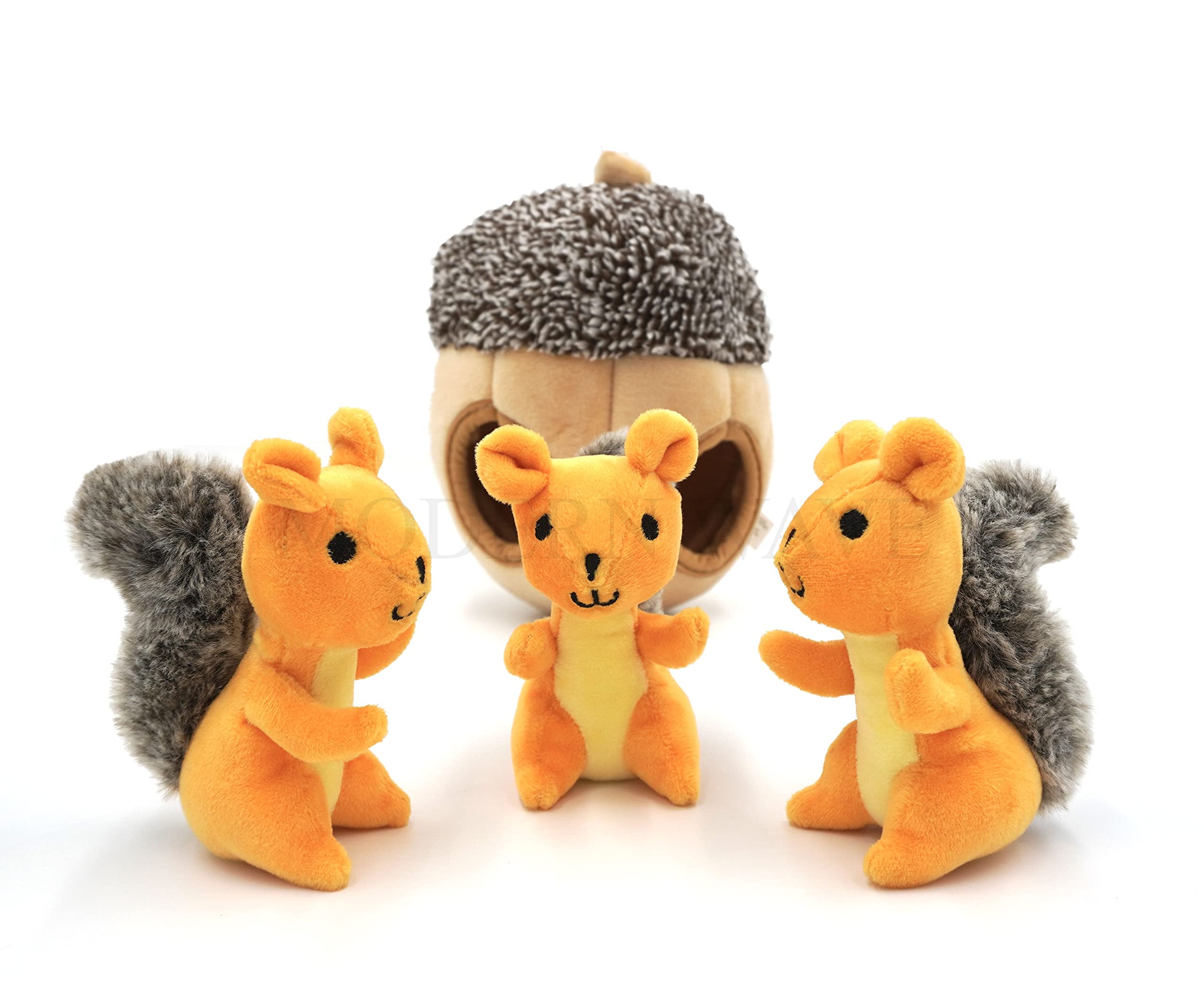 MODERN WAVE orange plush dog toy with high visibility during outdoor play