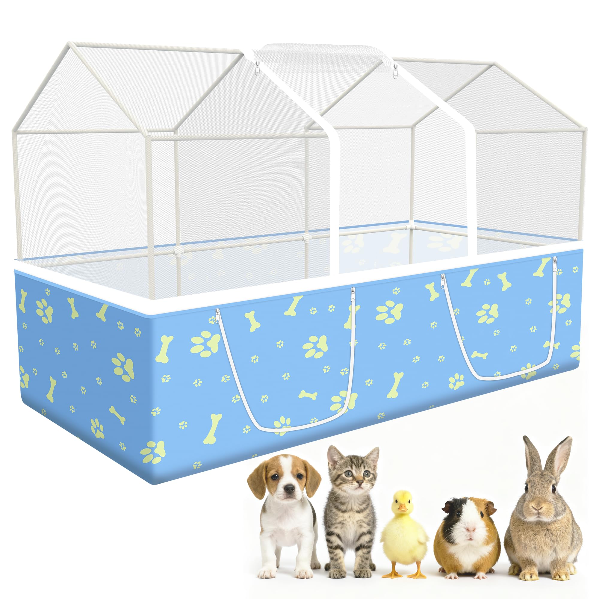MODESLAB rabbit cage 48x24 top view shows sturdy PVC frame for safe indoor use.