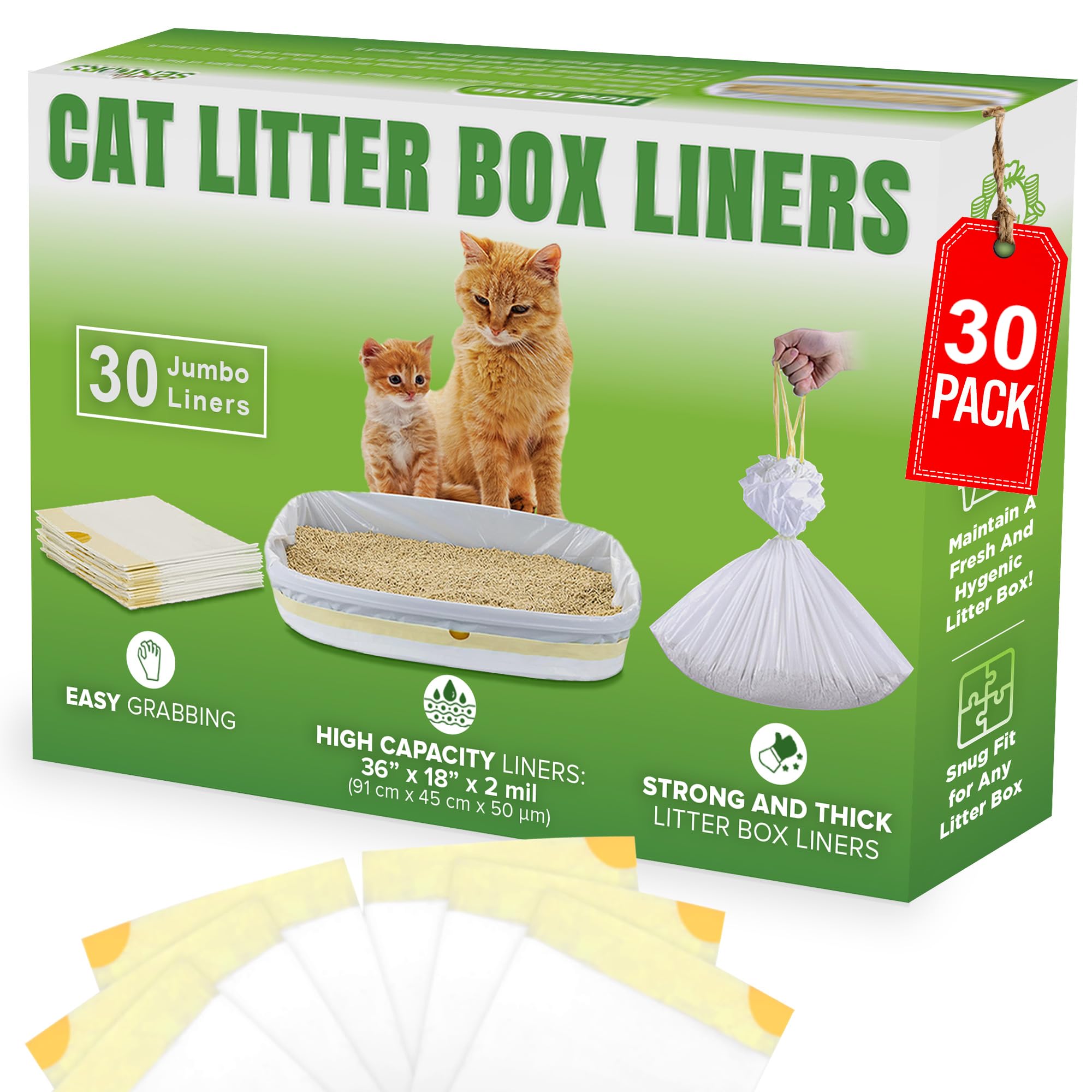Modish Home Decor jumbo cat litter liner in a rigid box, easy to grab and store.