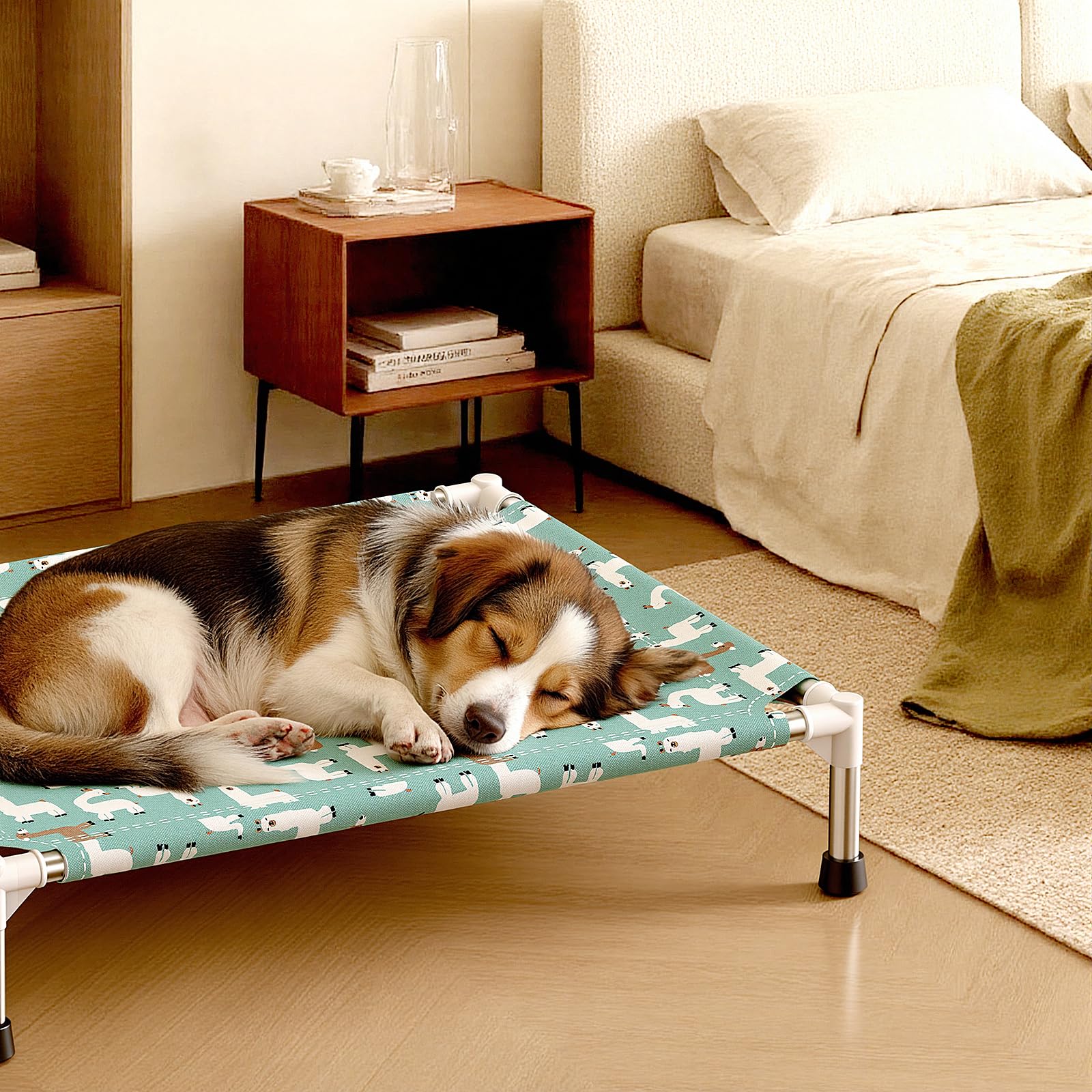 Modorki anti-sagging fabric bed holds shape through playful paws