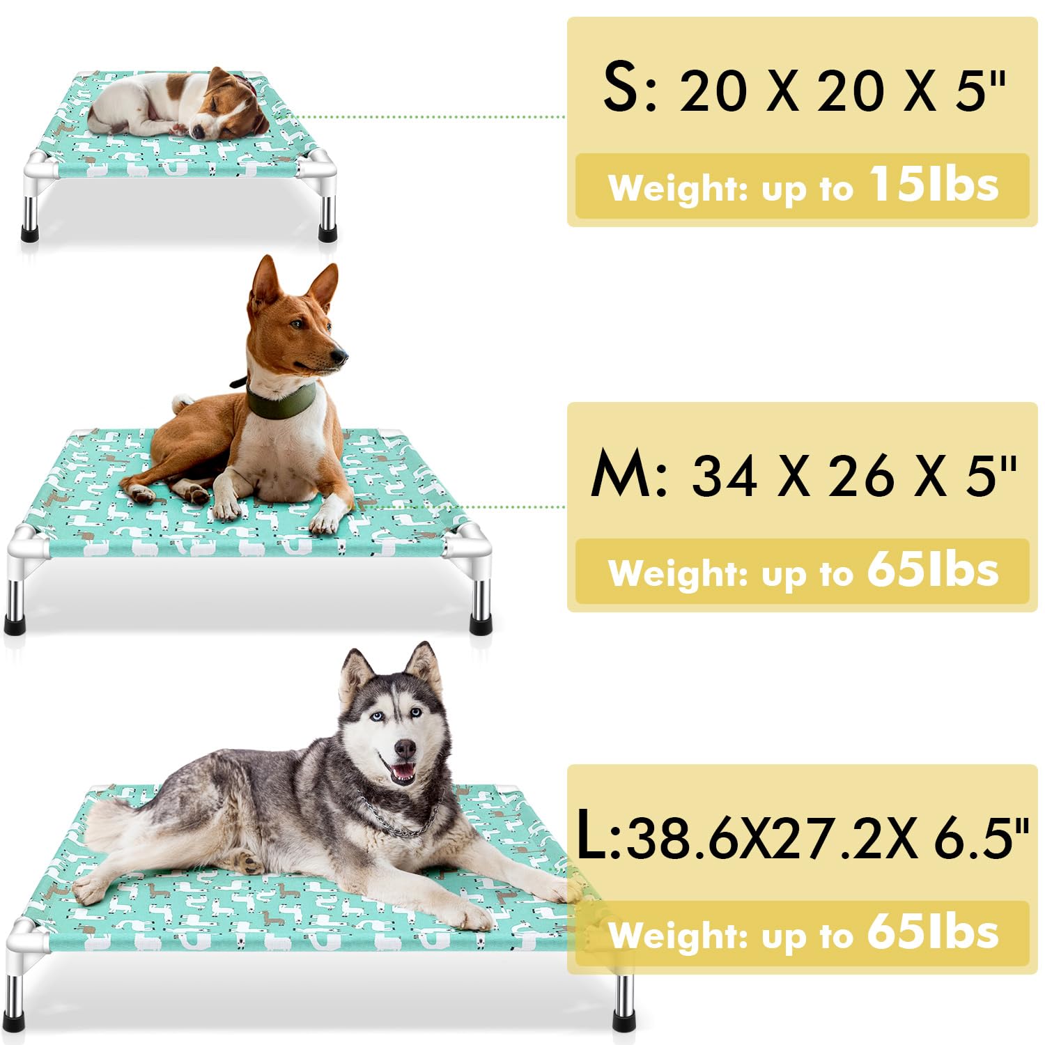 Modorki elevated dog bed folds for compact storage when not in use.