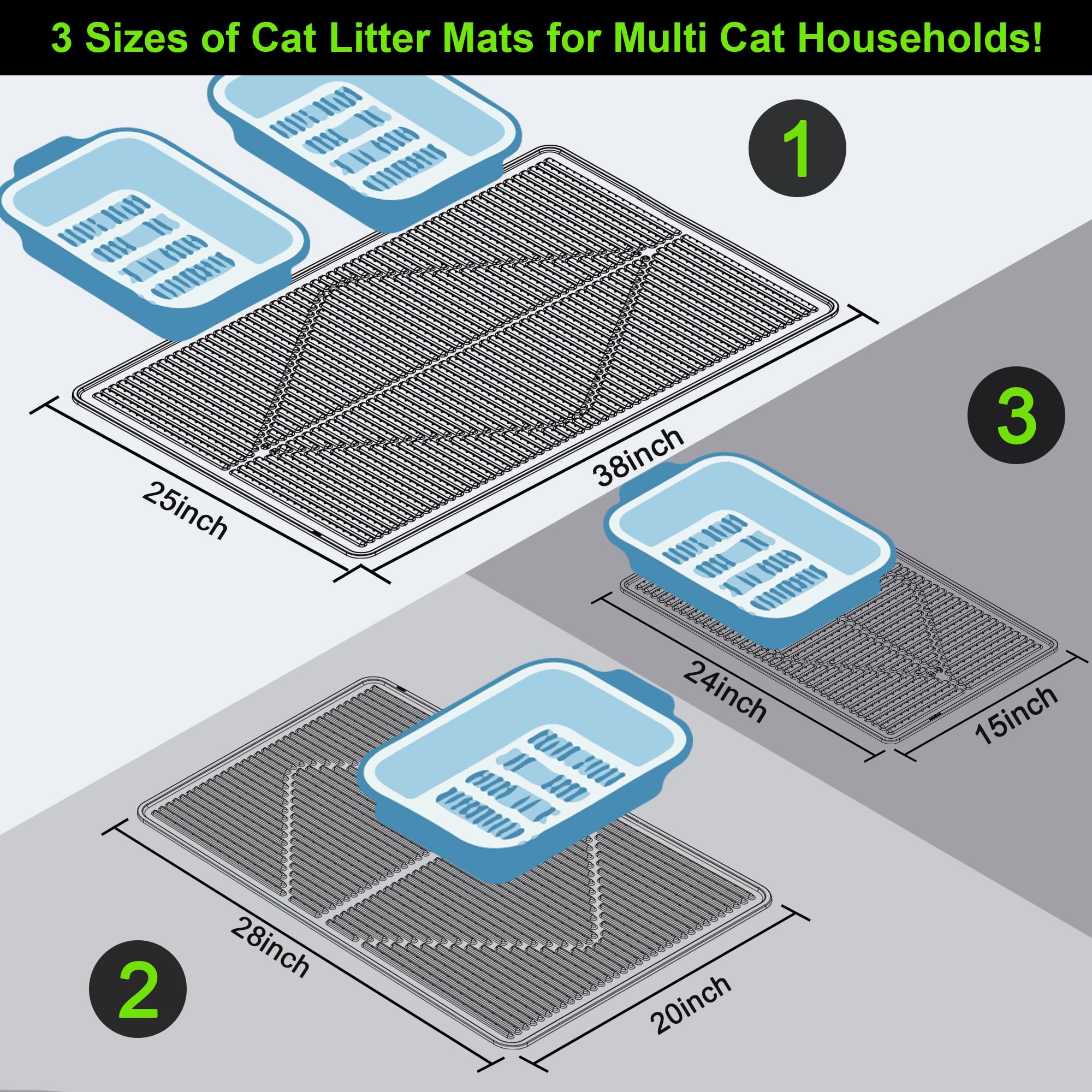 Mofason Cat Litter Mat raised points capture stray litter efficiently.