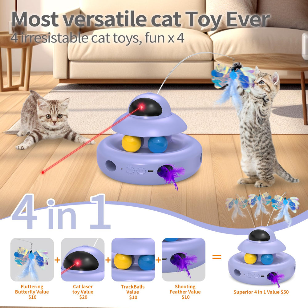 MOHAYA 4-in-1 cat toy with feather bursts triggers hunting curiosity.