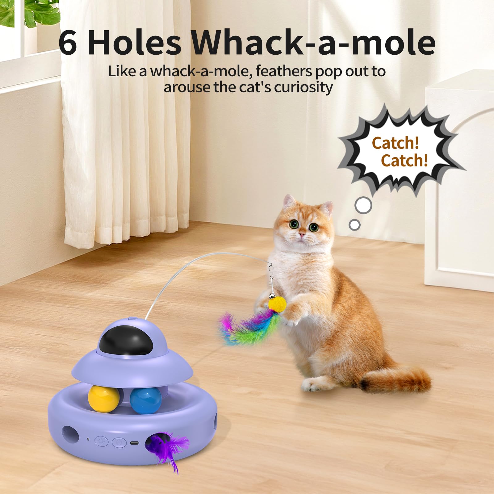MOHAYA 4-in-1 cat toy with random movements keeps play exciting.