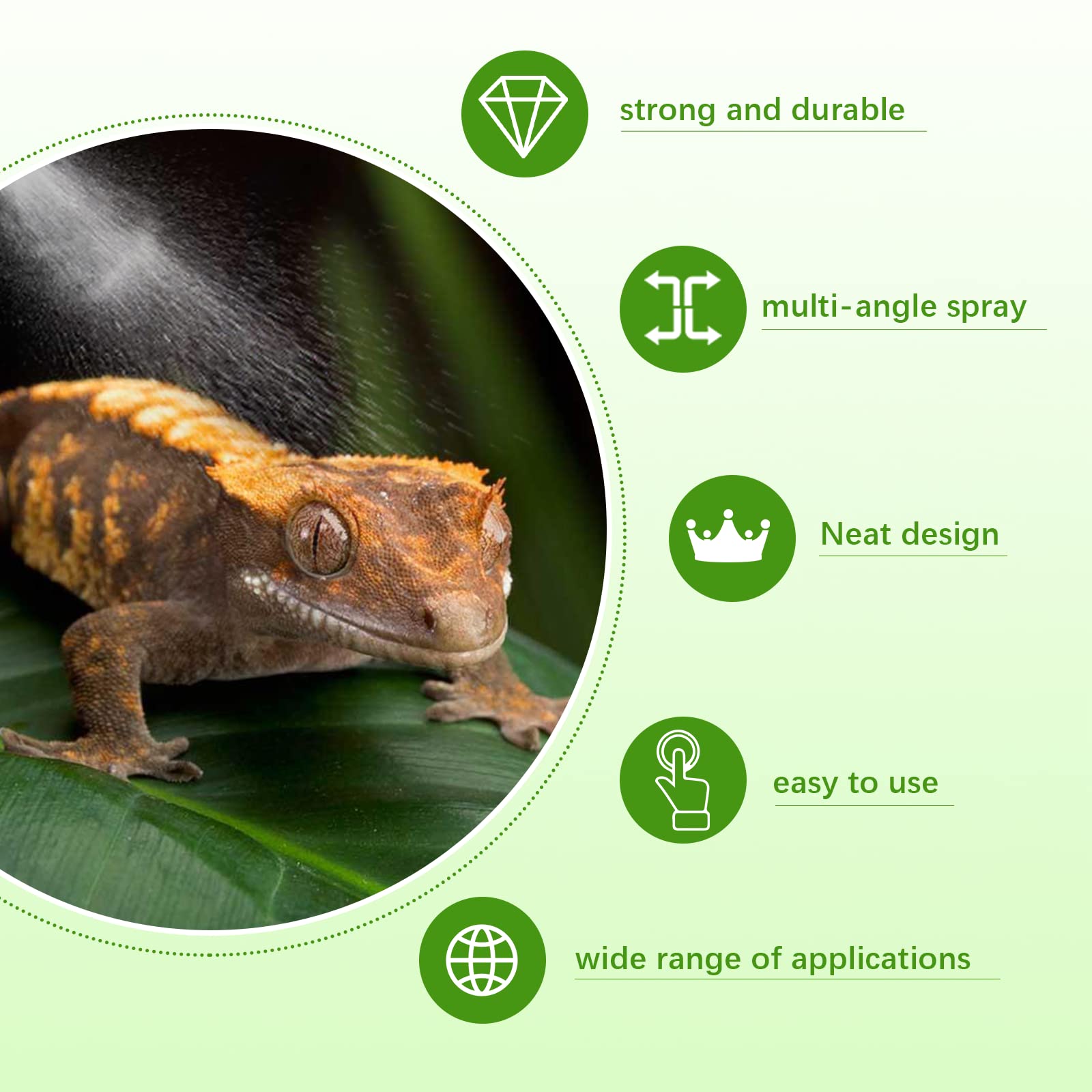Moistenland atomizing nozzle delivers fine mist for reptile rainforest setup