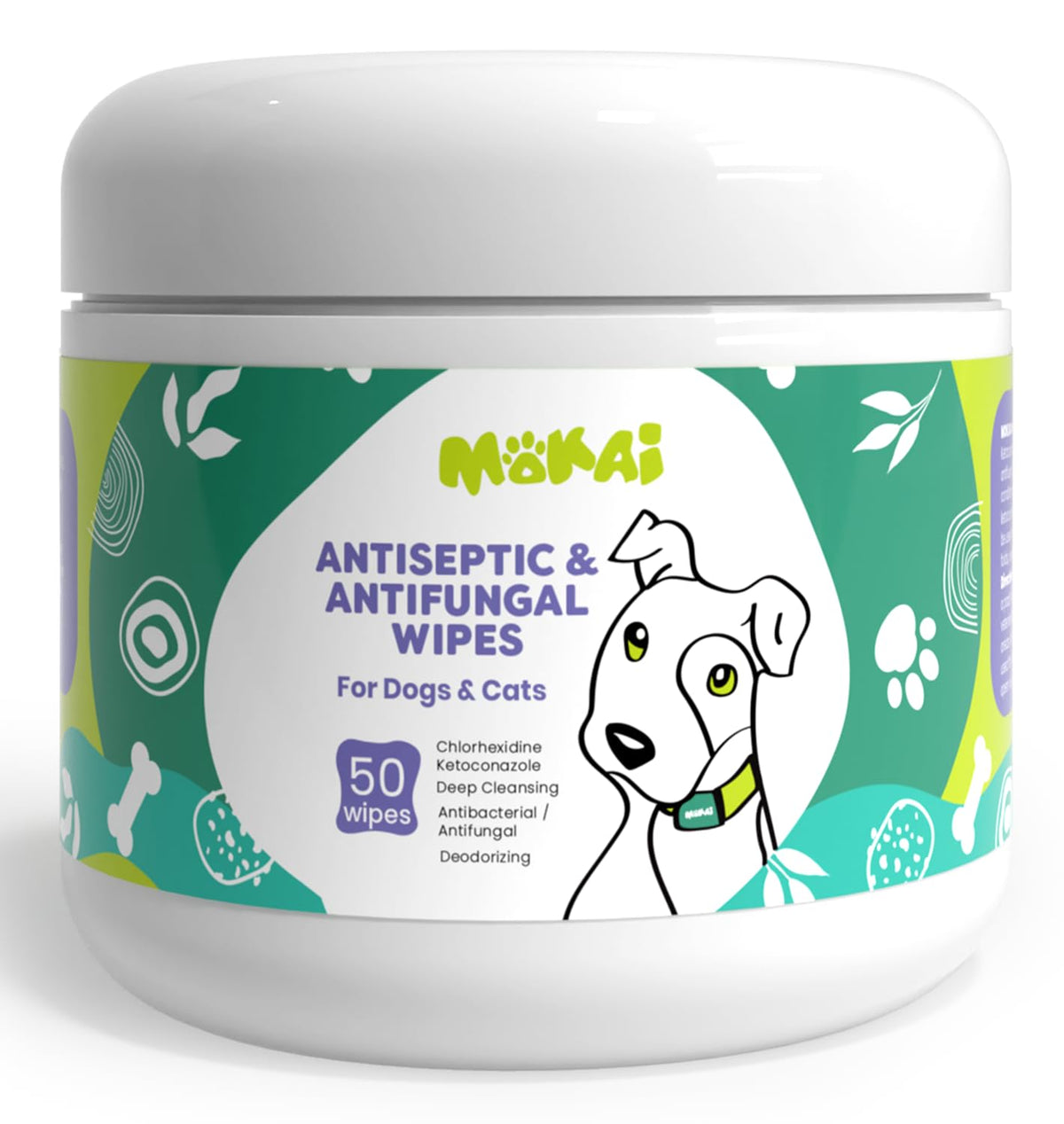 MOKAI antiseptic wipes for dog application soothe hot spots and itchy skin.