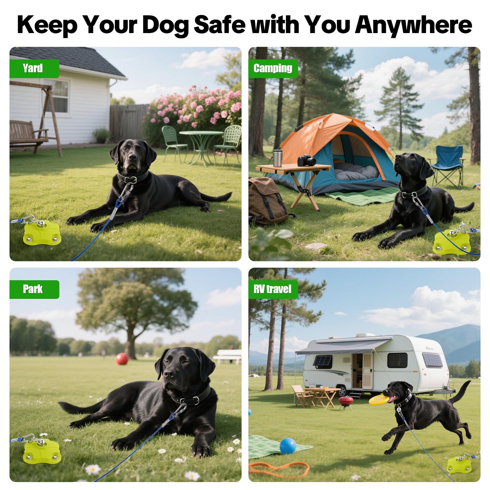 MOLANZ dog stake supporting outdoor adventures across surfaces.