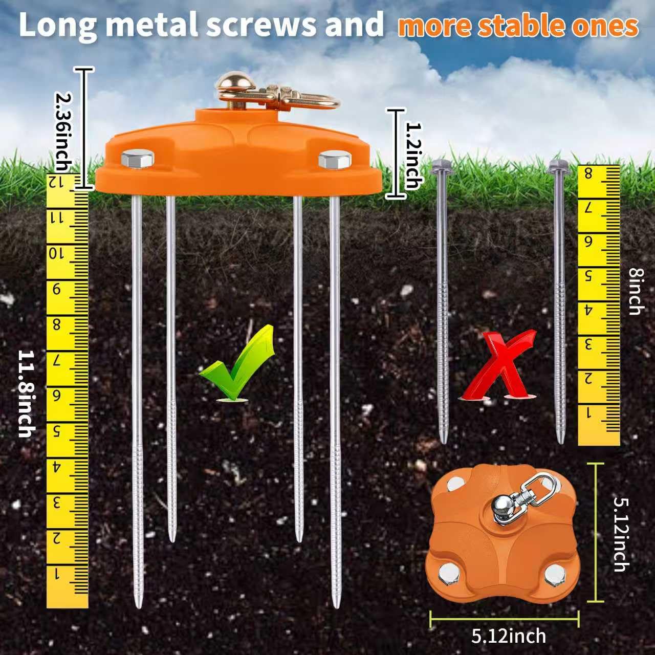 MOLANZ four-leaf ground base with screws grips uneven terrain