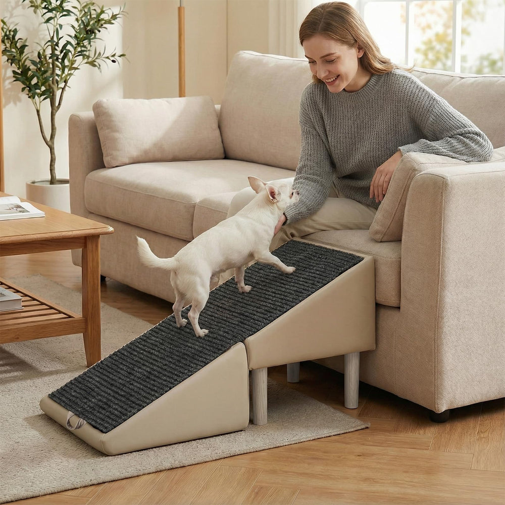 MOLIBYME dog safety ramp anti-slip fabric secures ascent and descent.
