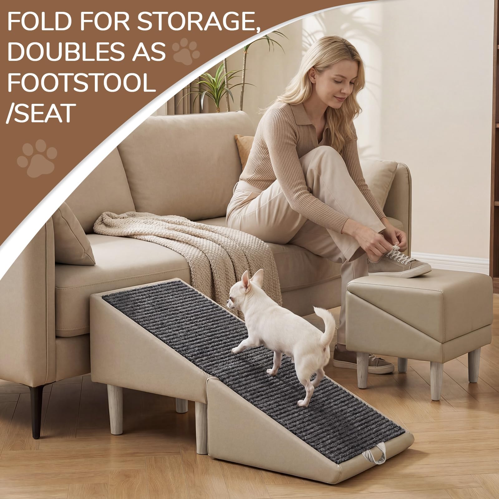 MOLIBYME solid wood frame offers sturdy support with wear-resistant artificial leather cover.