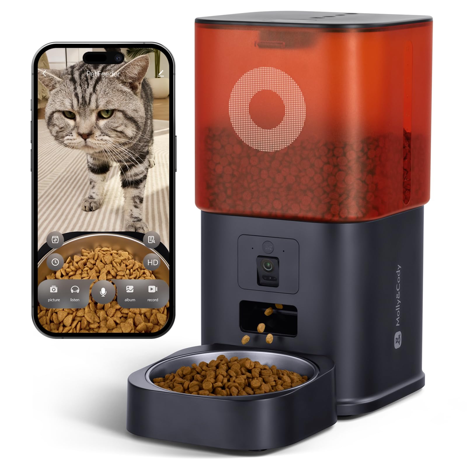 MOLLY&CODY feeder camera angled view for monitoring meals and space