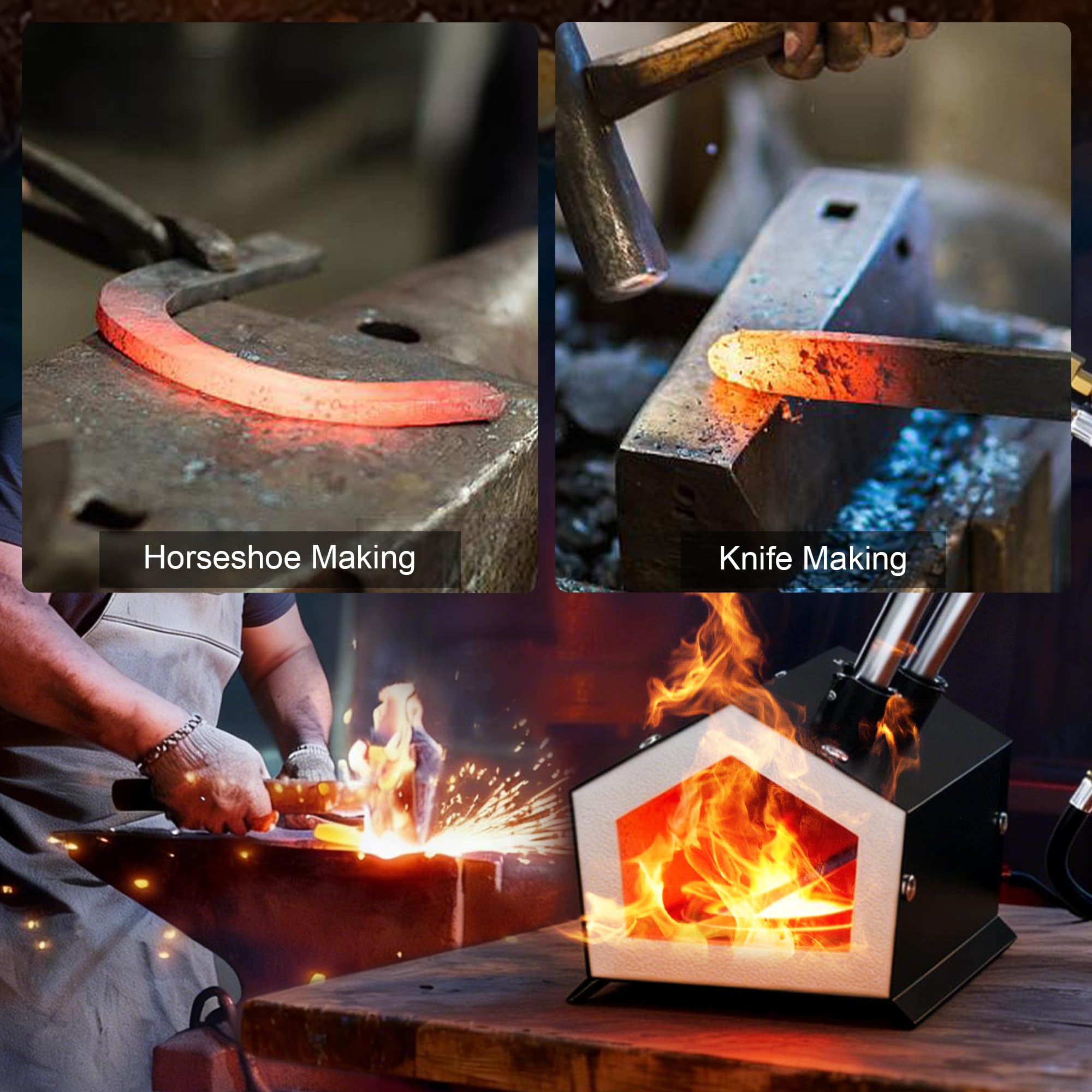 Molten Masters compact forge in a home studio highlighting easy setup
