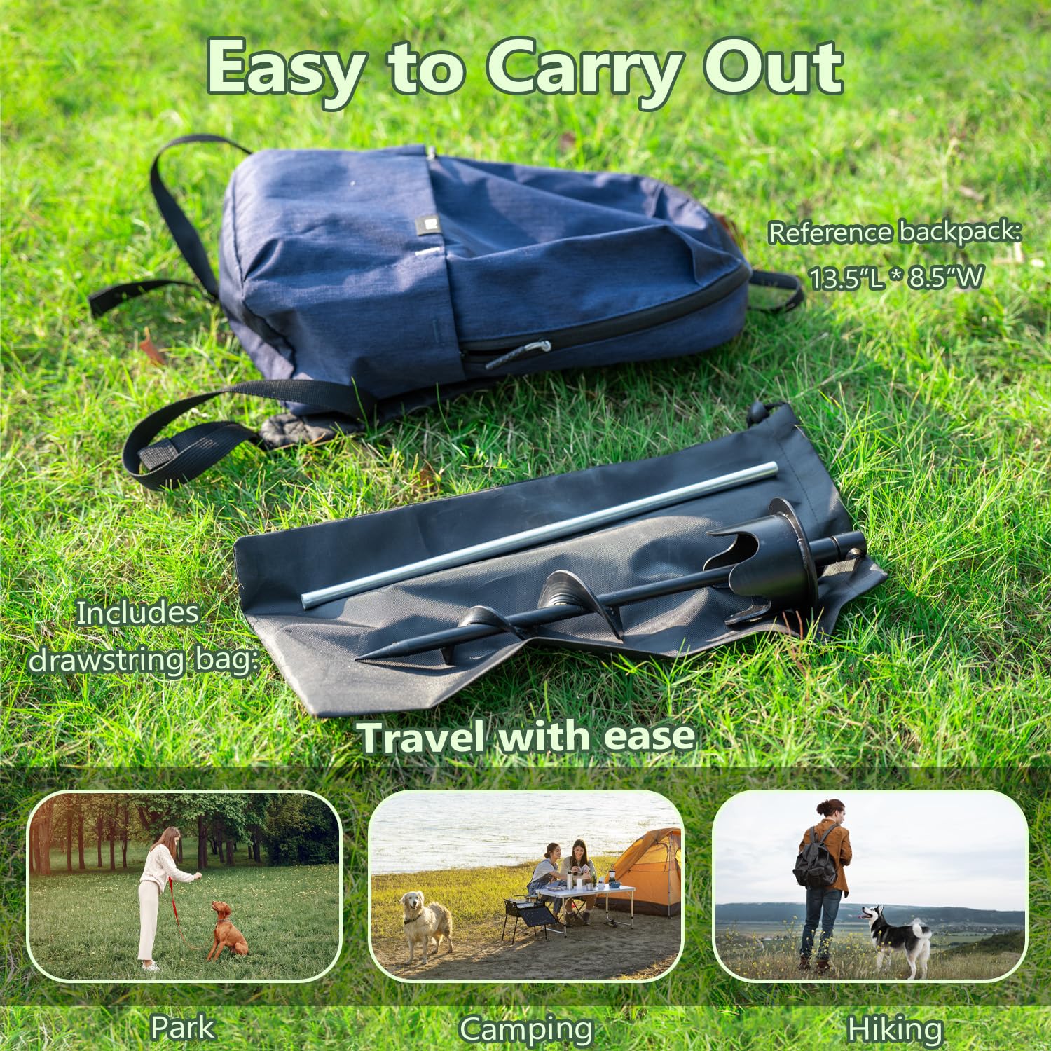 Molvyan 13-inch ground anchor installing easily for strong dog hold on varied terrain.