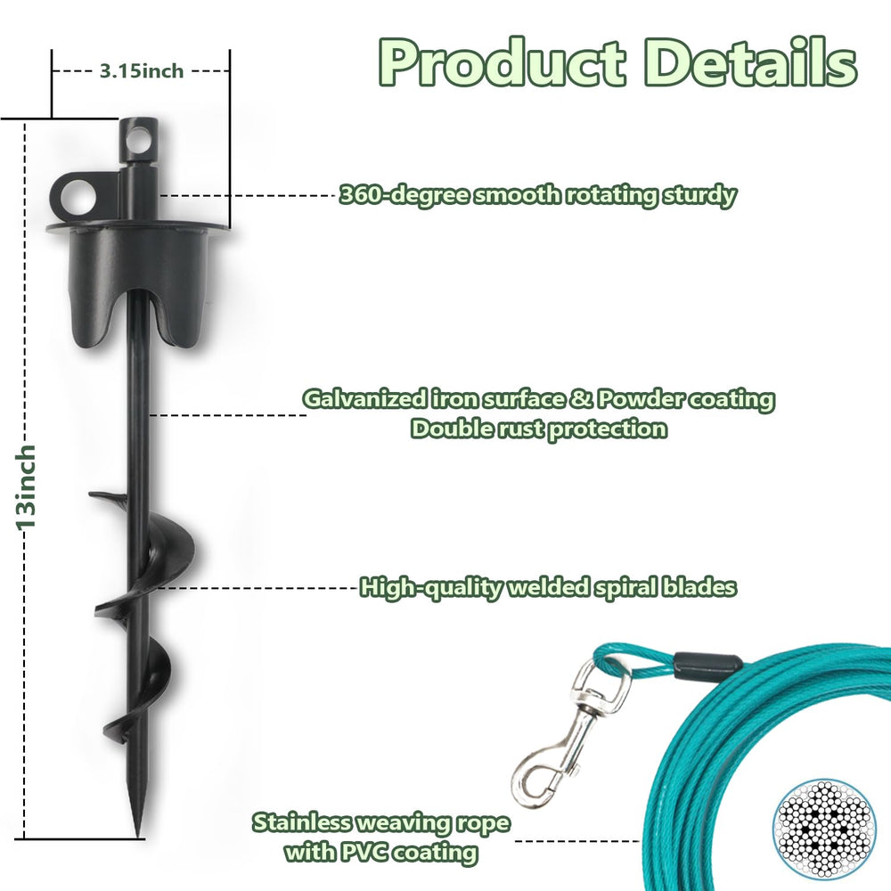 Molvyan heavy-duty tether enables secure outdoor use during yard, camping, or hiking.