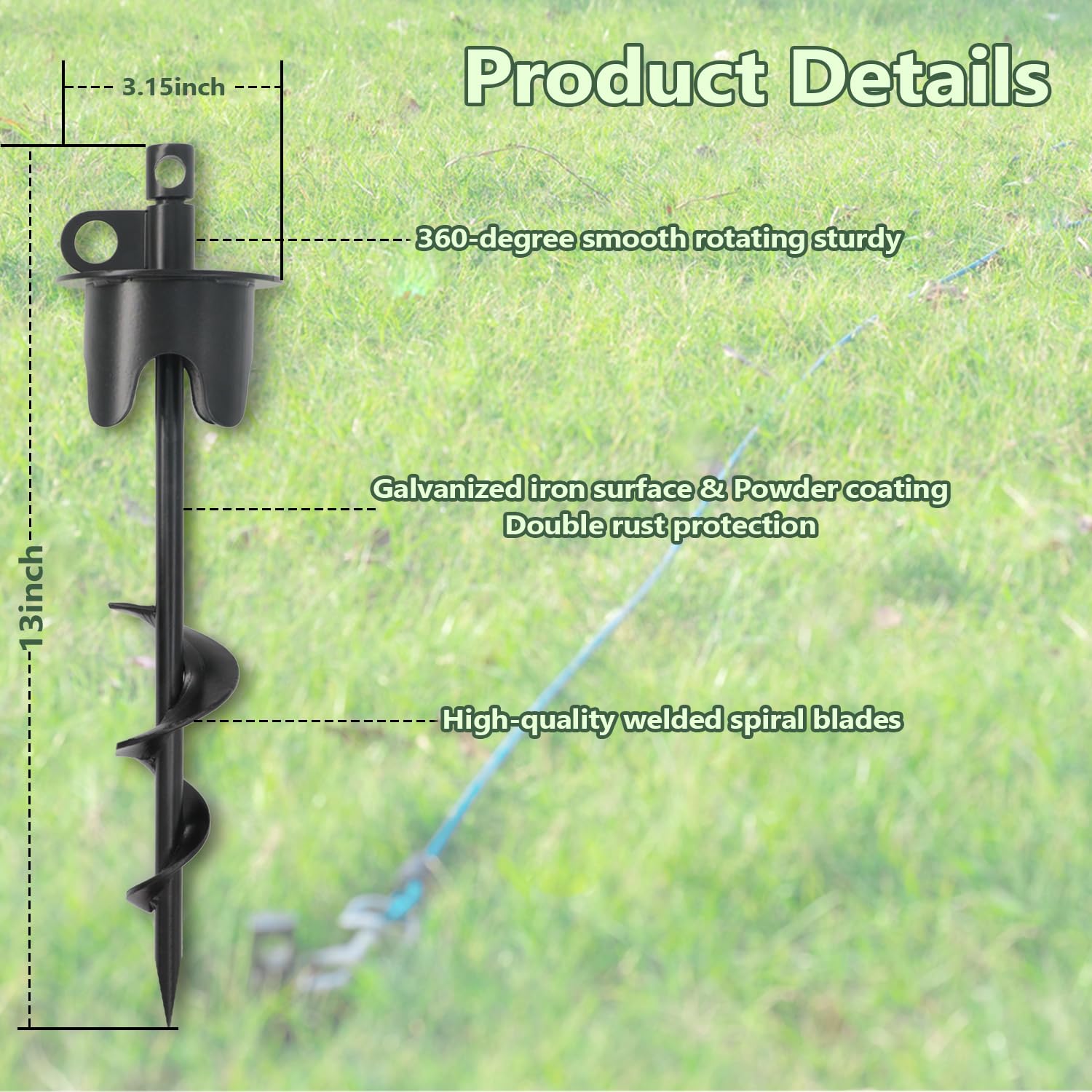Molvyan stake kit includes crossbar and cable for setup.