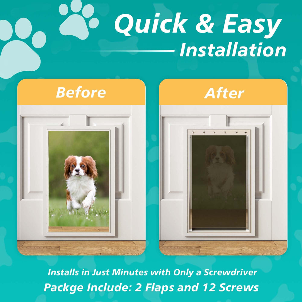 MOLYLY weather-resistant dog door flap protecting interior from wind and rain