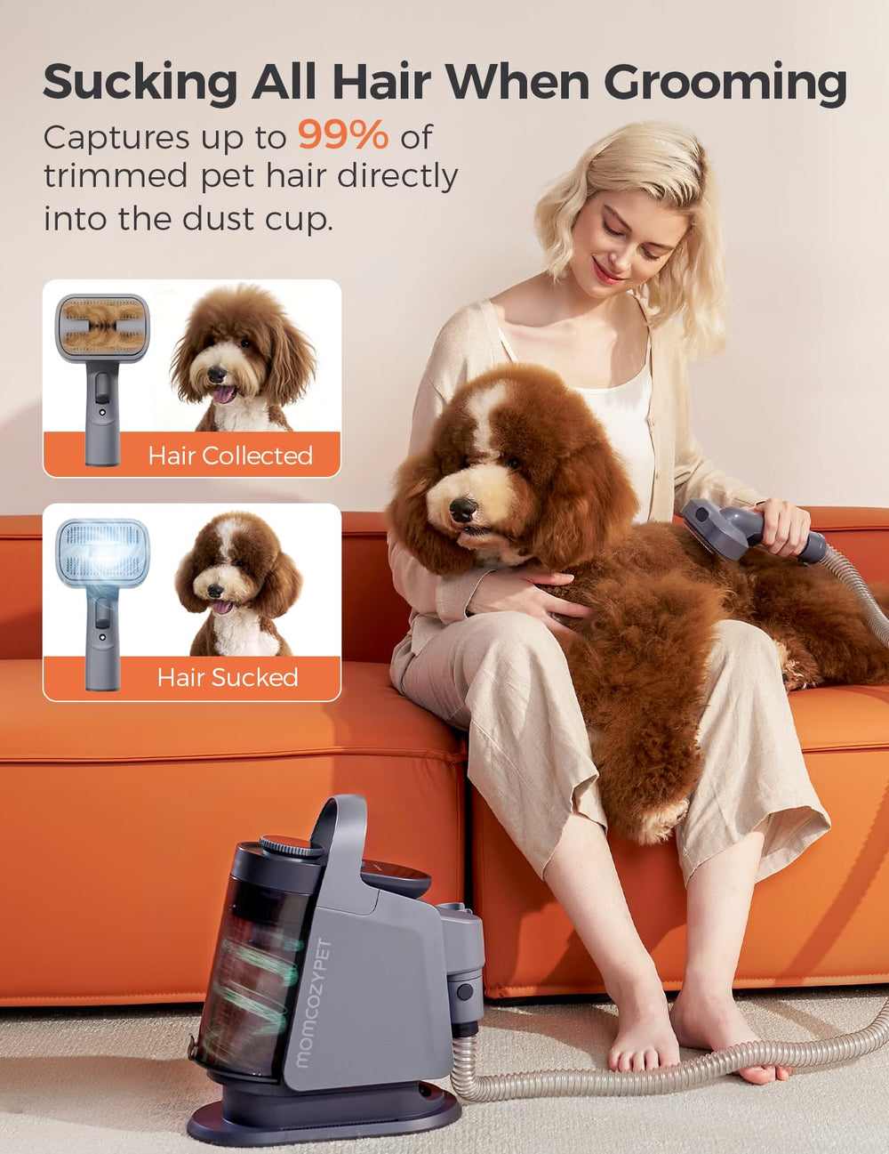 MomcozyPet FurEase dog clippers with ceramic blades for gentle trims