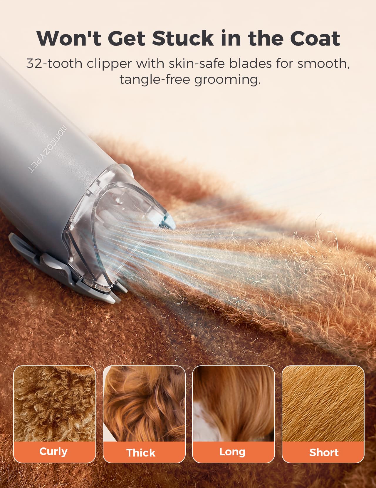 MomcozyPet FurEase operates at 45dB for calm grooming sessions