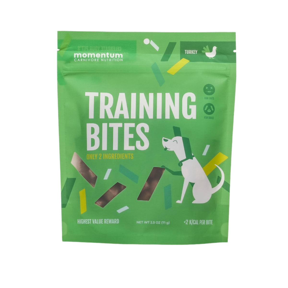 Momentum Carnivore Nutrition freeze-dried turkey training bites pack front for daily rewards