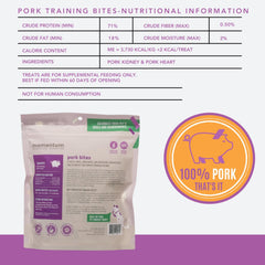 Two-ingredient pork heart and kidney treats, simple protein source for dogs.