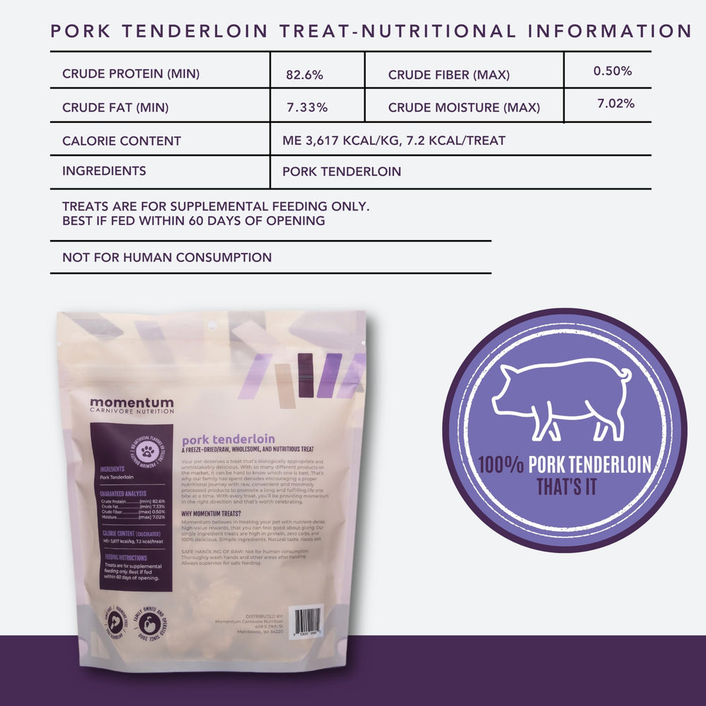 Momentum Carnivore single-ingredient pork provides simple nutrition for sensitive pets.