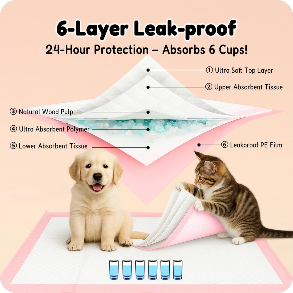 MoMoCo Pink Puppy Pads 23x23 odor-control polymers keep rooms fresher.