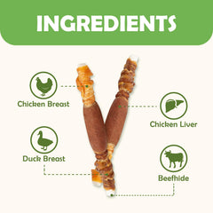 MON2SUN 5-inch chews in action, showcasing durable rawhide structure for satisfying chewing.