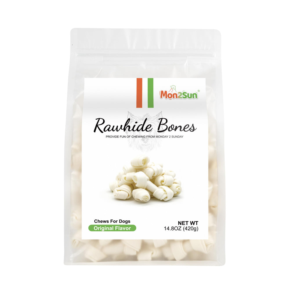 MON2SUN 60-count rawhide pack perfect for routine puppy chews.