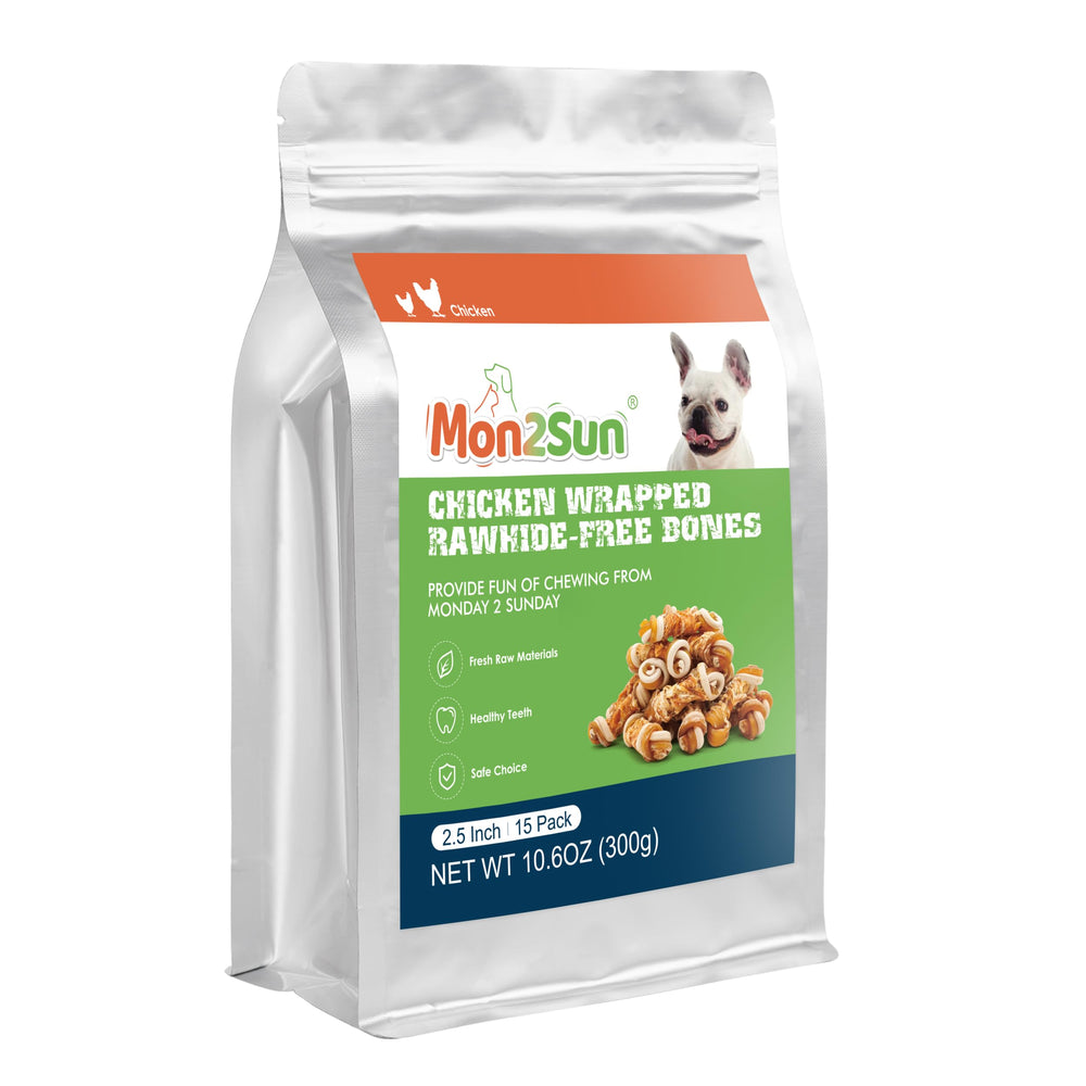 MON2SUN healthy snack for balanced nutrition, dog enjoying chew.