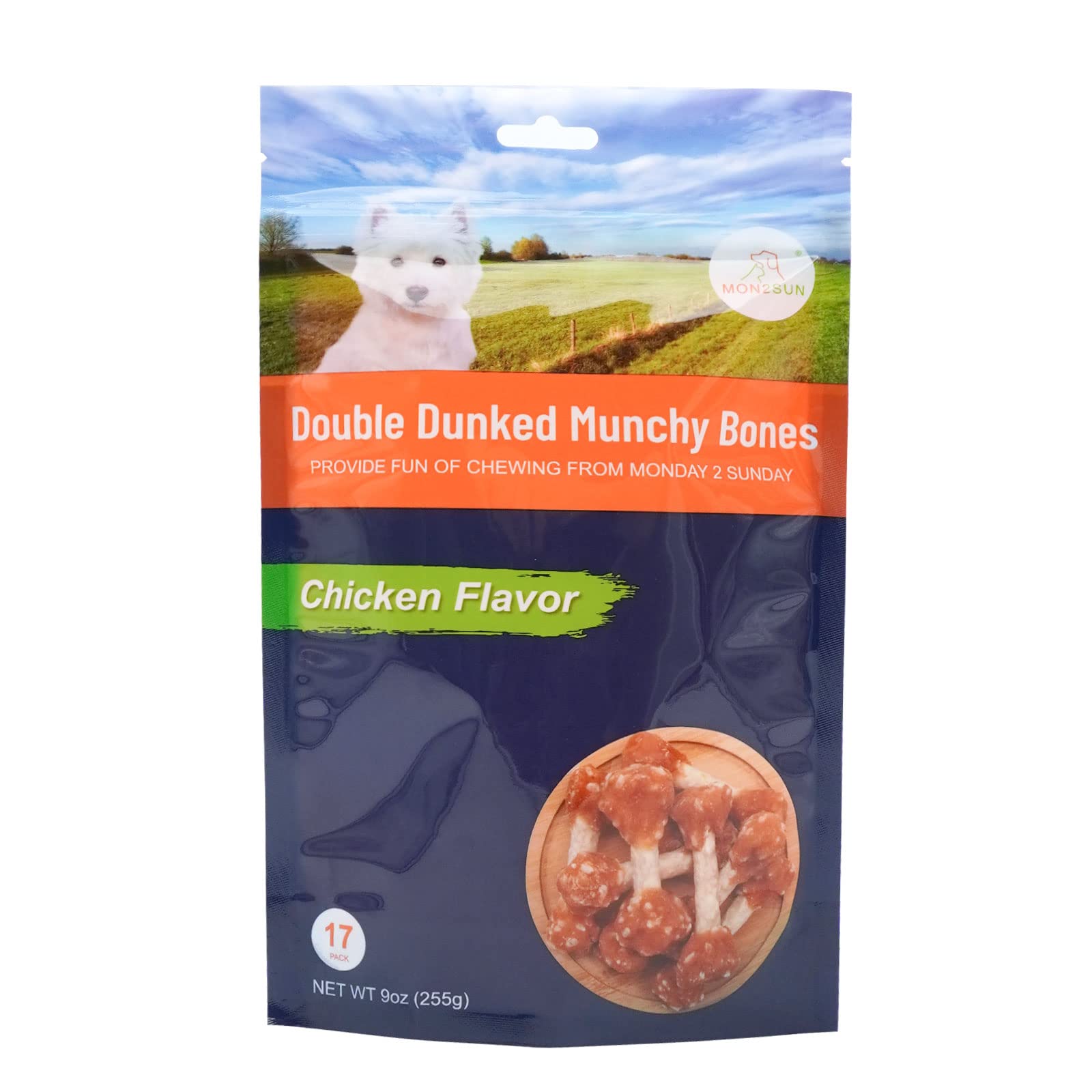 MON2SUN brand-logo on packaging signals trusted dog treats