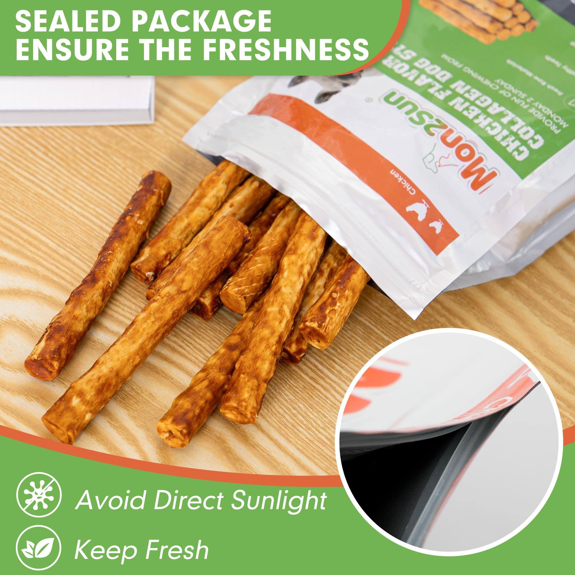 MON2SUN Brand packaging on shelf emphasizes chicken flavor appeal