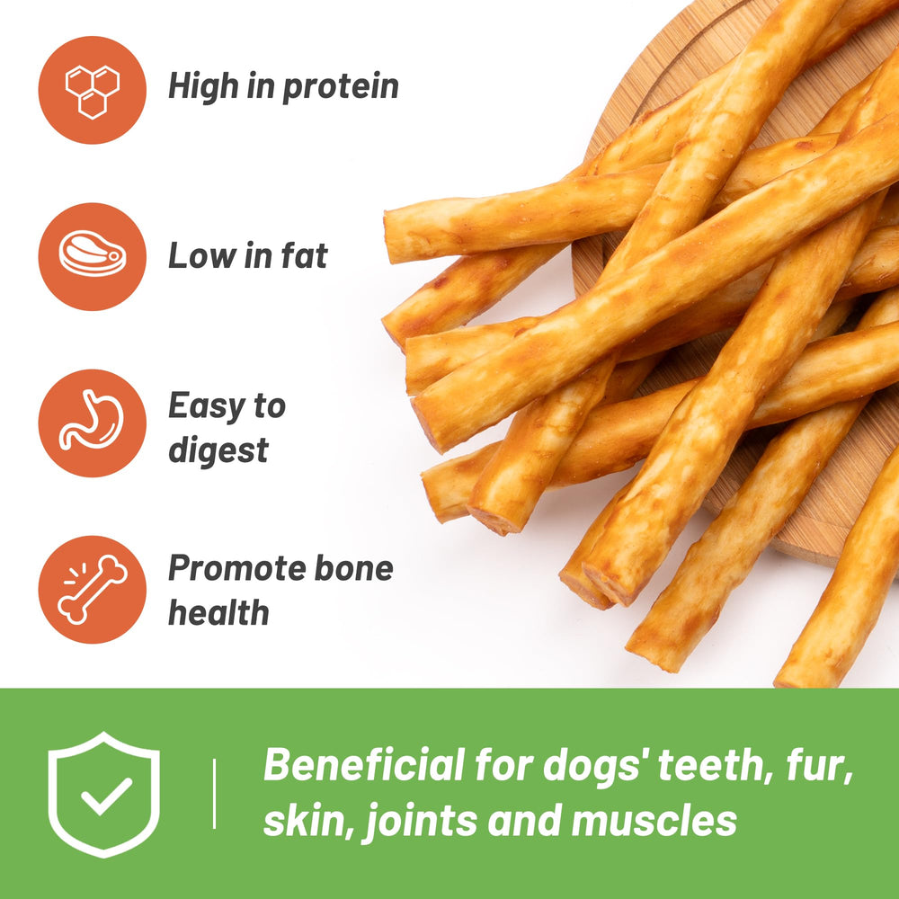 Dog chewing MON2SUN Chicken Collagen Sticks during playtime