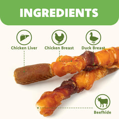 MON2SUN chicken liver duck wrapped rawhide treat variety
