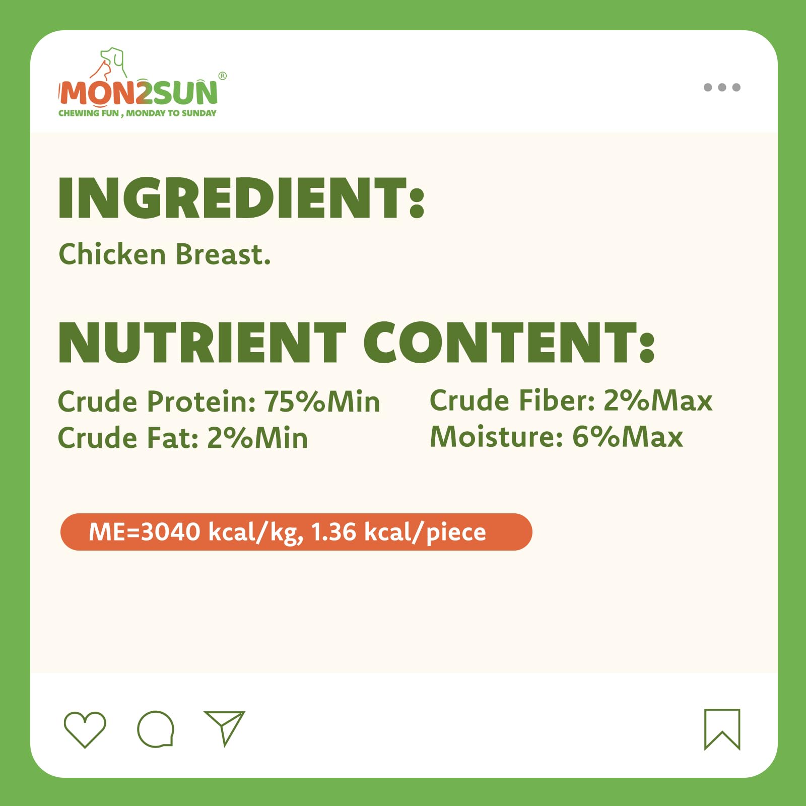 MON2SUN rehydrated chicken treats become soft, textured rewards for variety.