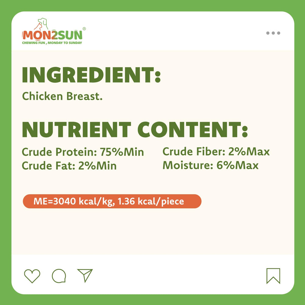 MON2SUN rehydrated chicken treats become soft, textured rewards for variety.