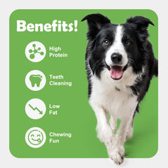 MON2SUN dental-chew action illustrating tooth-surface rubbing during chewing