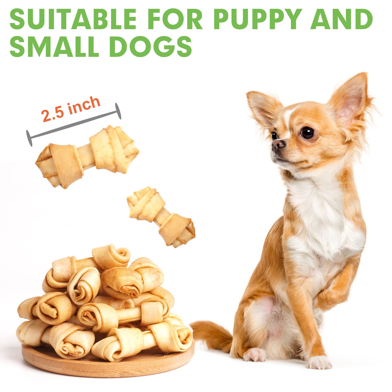 MON2SUN dog rawhide knot bones 2.5-inch puppy chew session