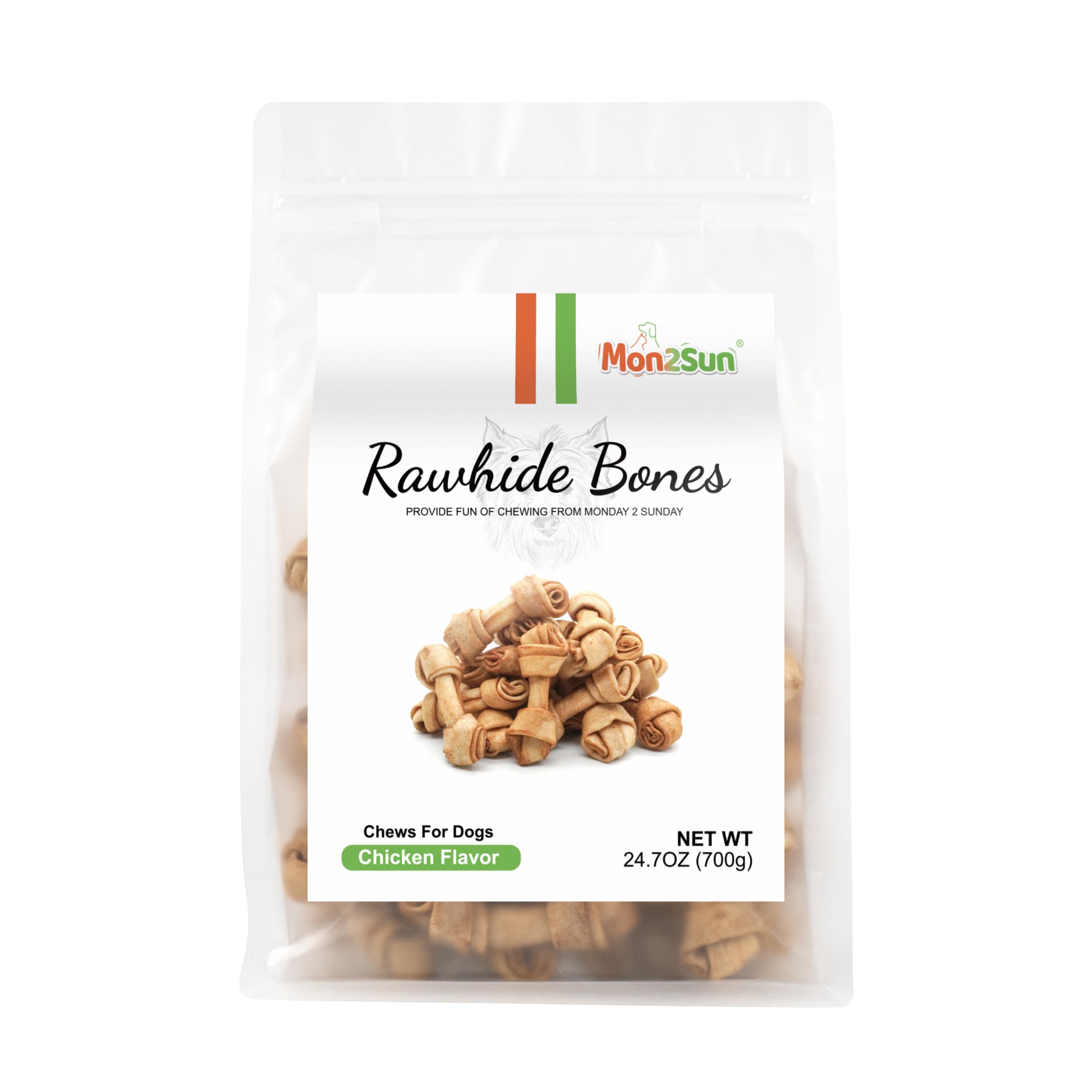 MON2SUN dog rawhide knot bones 2.5-inch safe ingredients snack option