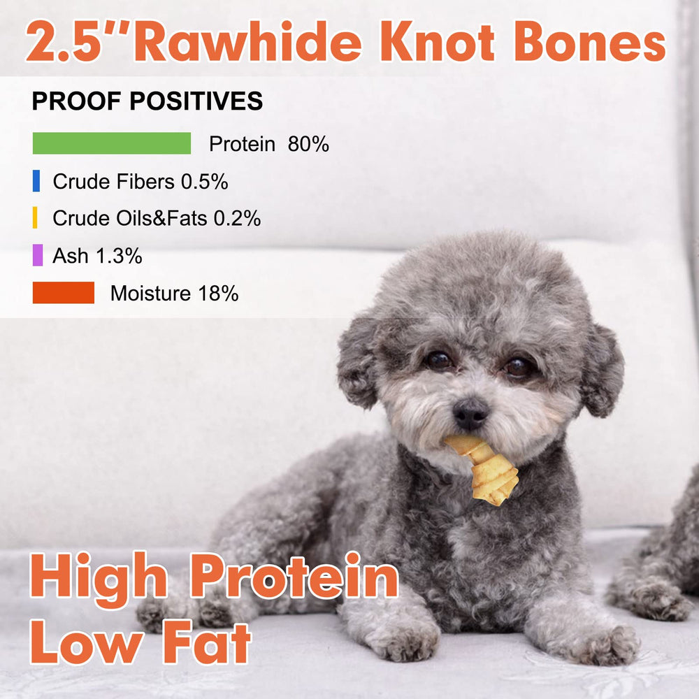 MON2SUN dog rawhide knot bones 2.5-inch textured chew for durability