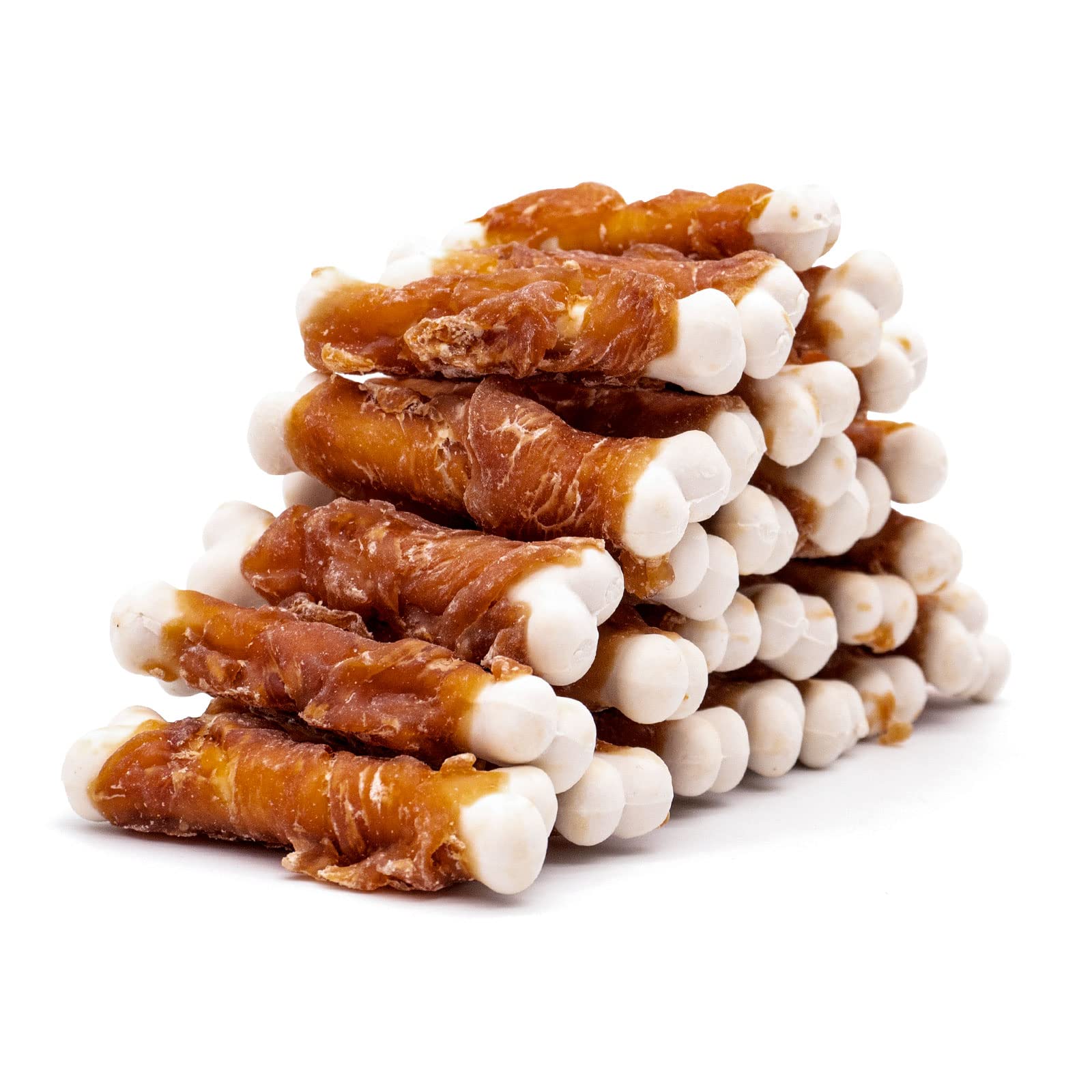 MON2SUN dog treats package with chicken-wrapped calcium bones for training.