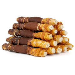 MON2SUN dog treats triple flavor box front highlights tasty chews for daily play.